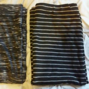 Black Gray Midi Skirt Med